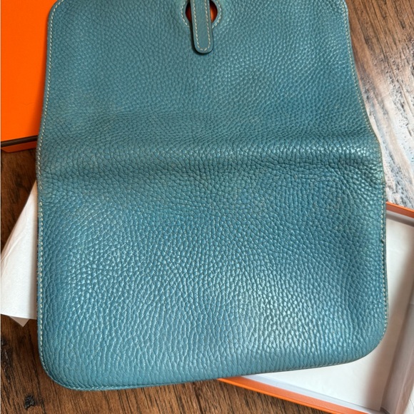 Authentic Hermes Dogon Wallet Togo Blue Jean leather - Picture 12 of 16